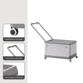 Size L Grey Collapsible Storage Box with Wheels and Telescopic Handle - Stackable Folding Crate for Car & Home