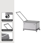 Size L Grey Collapsible Storage Box with Wheels and Telescopic Handle - Stackable Folding Crate for Car & Home