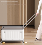 Size L Grey Collapsible Storage Box with Wheels and Telescopic Handle - Stackable Folding Crate for Car & Home
