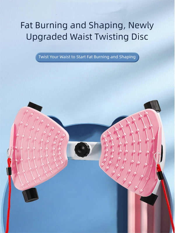 Pink Split Leg & Waist Twister Board - Core Abdominal Trainer with Resistance Bands for Home Fitness