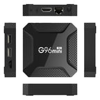 Black G96mini 8K Android TV Box 8G+128G — 5G Dual WiFi Smart Media Player with Voice Remote and HDMI Cable, Australian Plug