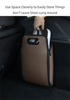 Brown Premium Car Under-Seat Shoe Organiser Box - PVC Leather Storage Case with Anti-Slip Velcro Fixation - Space Saving Vehicle Interior Solution