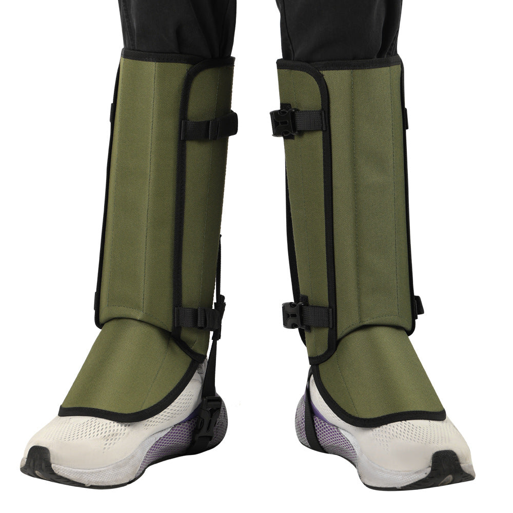 Green Outdoor Waterproof Leg Gaiters - Anti-Snake Bite & Scratch Protection Boot Covers - Breathable Nylon Oxford Leg Guards for Hiking Camping