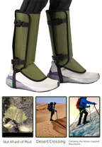 Green Outdoor Waterproof Leg Gaiters - Anti-Snake Bite & Scratch Protection Boot Covers - Breathable Nylon Oxford Leg Guards for Hiking Camping