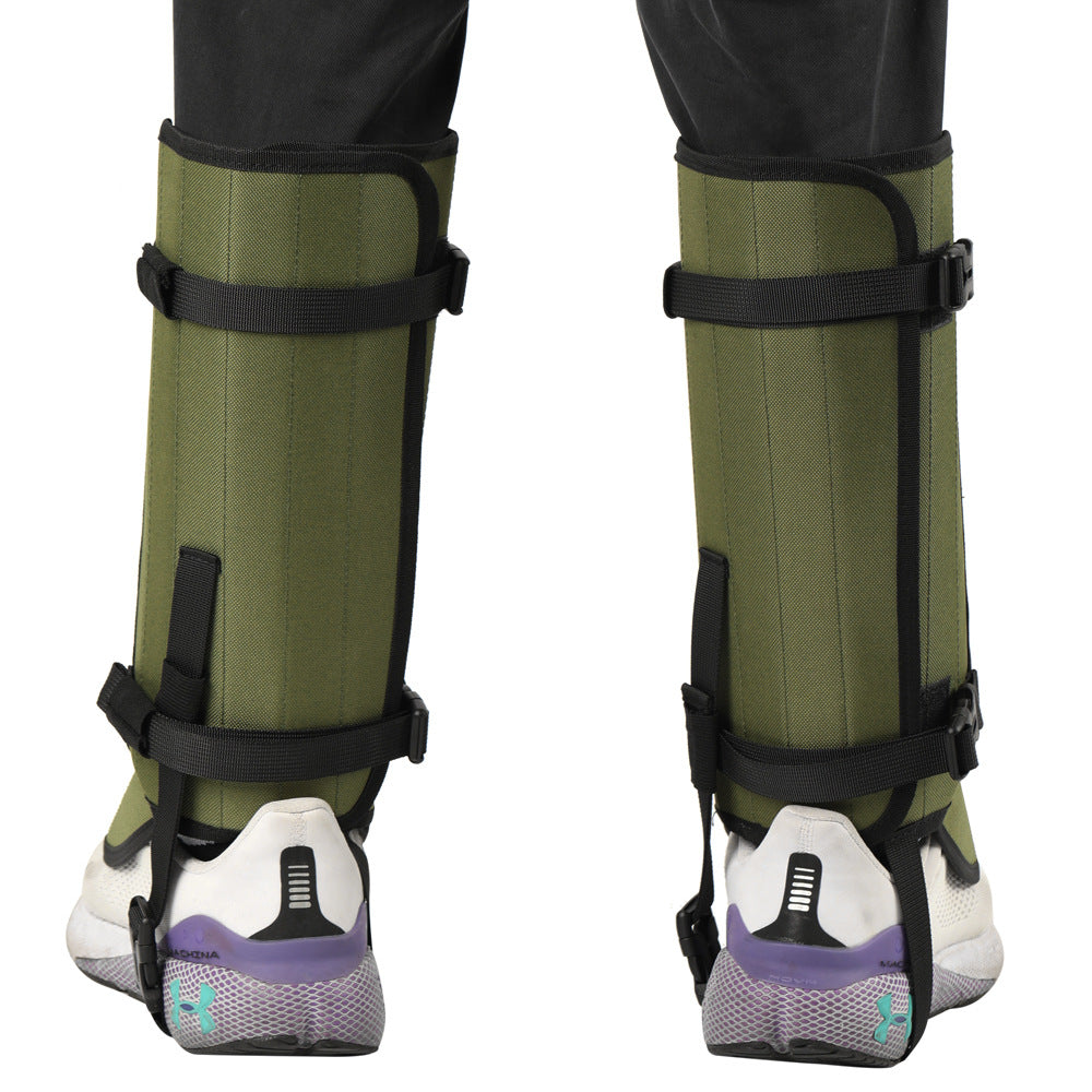 Khaki Outdoor Waterproof Leg Gaiters - Anti-Snake Bite & Scratch Protection Boot Covers - Breathable Nylon Oxford Leg Guards for Hiking Camping