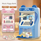 Blue Kids Electronic ATM Piggy Bank - Password Safe Box with Auto Scroll & Music - Educational Saving Toy