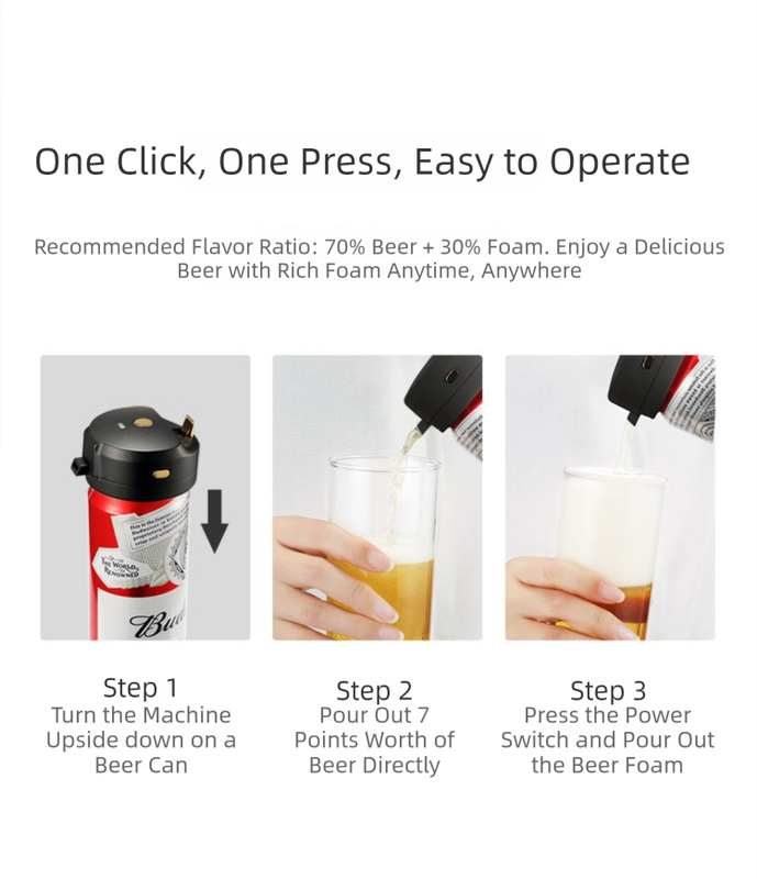 Portable Ultrasonic Beer Foam Maker - Clip-On Canned Beer Dispenser for Creamy Head - Battery Operated Bar Accessory