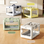 Blue Premium Foldable Pet Carrier Crate - Breathable Aviation Travel Box for Cats & Small Dogs up to 10kg - Portable Car & Flight Transport Case