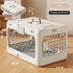 Grey Premium Foldable Pet Carrier Crate - Breathable Aviation Travel Box for Cats & Small Dogs up to 10kg - Portable Car & Flight Transport Case