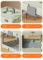 Grey Premium Foldable Pet Carrier Crate - Breathable Aviation Travel Box for Cats & Small Dogs up to 10kg - Portable Car & Flight Transport Case