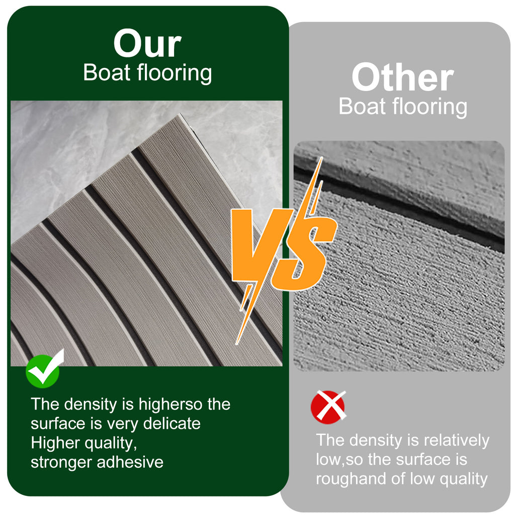 Grey Striped EVA Boat Deck Mat - Waterproof Non-Slip Flooring for Yacht, Boat, and Outdoor Use(2400x300x6mm)