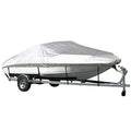 Grey Heavy Duty Waterproof Tarp Covers with Storage Bag, Fits V-Hull, Fish&Ski, Pro-Style, Fishing, Runabout, Bass Boats, 11-13 feet (420cm x 270cm)