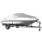 Grey Heavy Duty Waterproof Tarp Covers with Storage Bag, Fits V-Hull, Fish&Ski, Pro-Style, Fishing, Runabout, Bass Boats, 11-13 feet (420cm x 270cm)