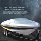 Grey Heavy Duty Waterproof Tarp Covers with Storage Bag, Fits V-Hull, Fish&Ski, Pro-Style, Fishing, Runabout, Bass Boats, 11-13 feet (420cm x 270cm)