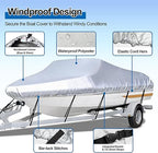 Black Heavy Duty Waterproof Tarp Covers with Storage Bag, Fits V-Hull, Fish&Ski, Pro-Style, Fishing, Runabout, Bass Boats, 11-13 feet (420cm x 270cm)