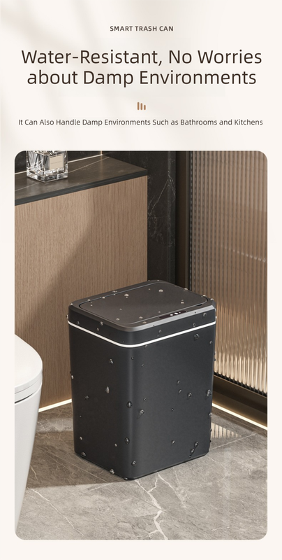 White Smart Sensor Trash Can – 20L Capacity, Touch-Free Operation with Odor-Blocking & Waterproof Design