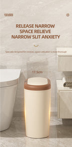 Beige Smart Sensor Trash Can – 15L Capacity, Compact Design for Home Use with Automatic Induction Opening(Three sensor modes)