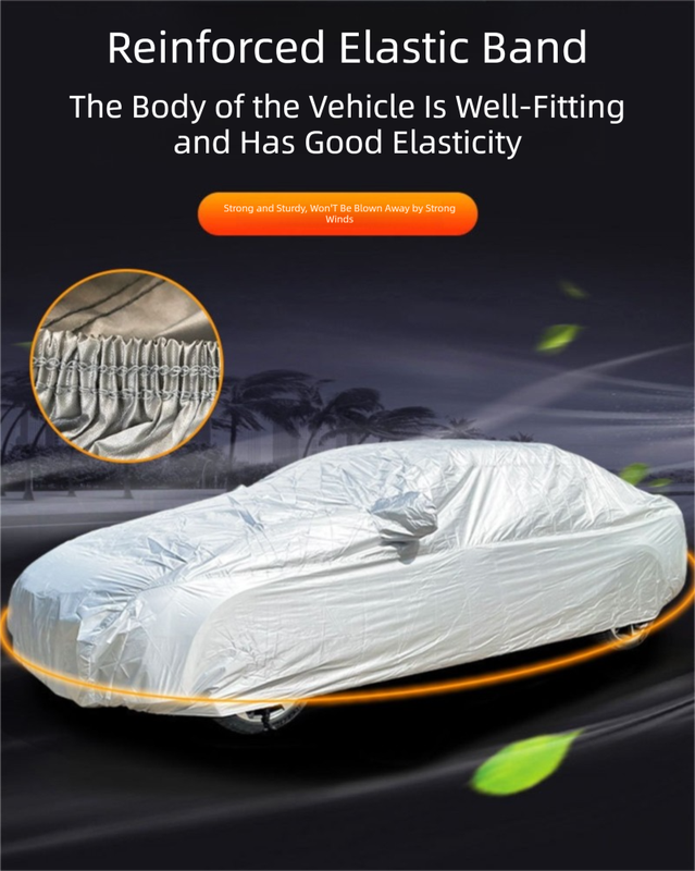 Silver 3L Universal Car Cover – 170T Taffeta Fabric, All-Weather Protection for Cars(4600×1800×1500MM)