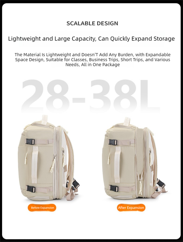 Orange Stylish & Spacious Backpack – Lightweight, Expandable Travel & Daily Use Rucksack (31×20×43cm)