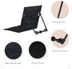 Brown Portable Outdoor Ground Chair with Back Support Folding Beach Mat Seat Lightweight Aluminium Frame for Camping Festivals and Picnics
