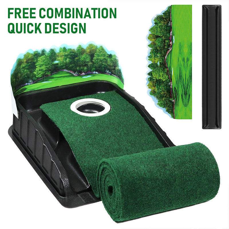Indoor Golf Putting Mat with Automatic Ball Return System 2.6m Practice Green with Alignment Guides for Home and Office Training