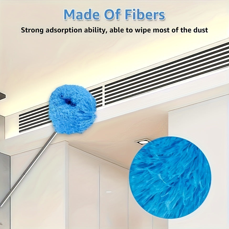 Green 4 Pack Telescopic Microfiber Duster with Extendable Stainless Steel Pole - Anti-Static Ceiling Fan Cleaning Tool for High Reach & Tight Gaps - Washable & Compact Design (33cm - 80cm)
