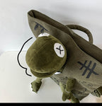 Khaki 3D Frog Graffiti Canvas Backpack Large Capacity 37x40cm School Bag for Students and Uni Students - Creative Aesthetic Rucksack