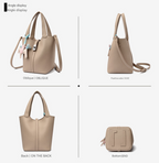 Black Women's Small PU Leather Bucket Bag with Secure Lock and Horse Charm - 20cm Compact Crossbody Handbag for Everyday Use
