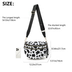 Black-and-white Checkered Pattern Women's Large Crescent Crossbody Bag Lightweight Oxford Cloth Shoulder Sling Purse Adjustable Strap for Travel Gym & Daily Use