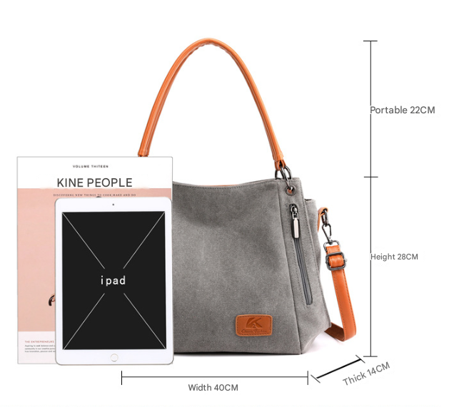 Black Women's Canvas Hobo Handbag Large Shoulder Tote Bag Adjustable Crossbody Strap Casual Purse 40cm for Work School Travel