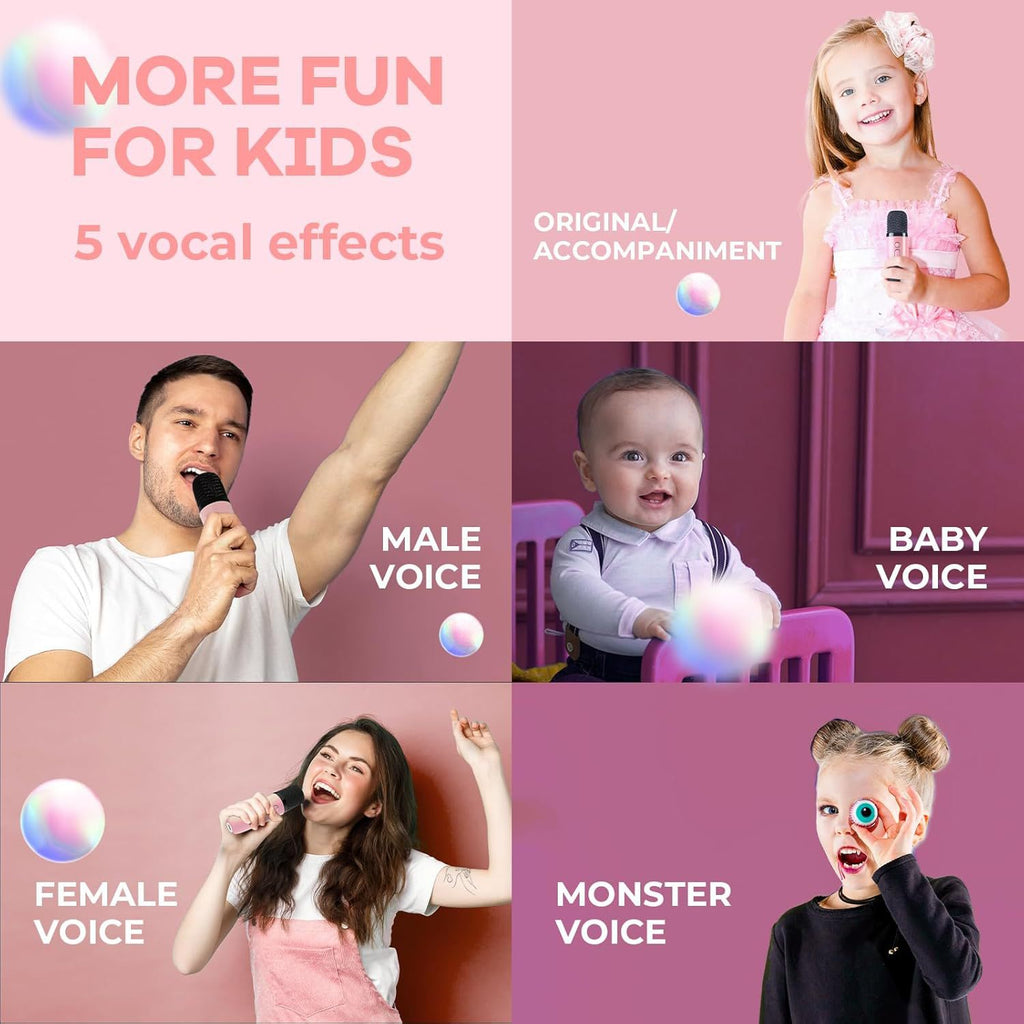2-Set Pink & Blue Wireless Dual-Microphone Karaoke Speaker - Portable Handheld K1 Bluetooth All-in-One KTV Singing Machine