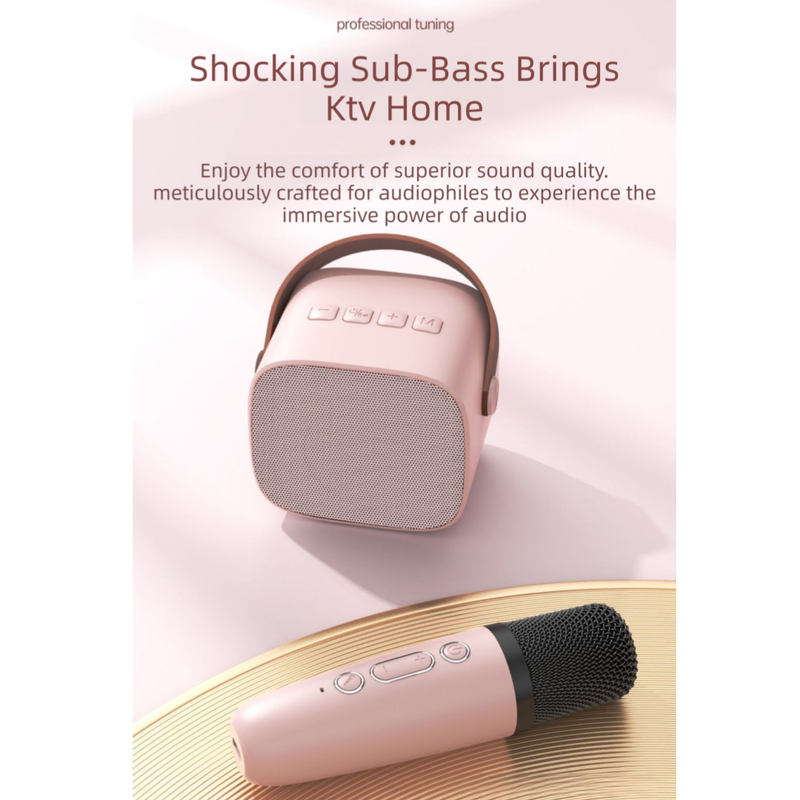 2-Set Pink & Blue Wireless Dual-Microphone Karaoke Speaker - Portable Handheld K1 Bluetooth All-in-One KTV Singing Machine
