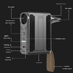 Black Multifunctional Turbo Fan - Portable High-Speed Dust Blower with LED Light & Emergency Power Bank for Outdoor & Home Use