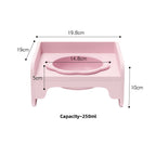 Pink Ceramic Raised Cat Bowl with Splash Proof Stand 250ml Elevated Pet Feeder for Kittens and Small Dogs Modular Interlocking Design