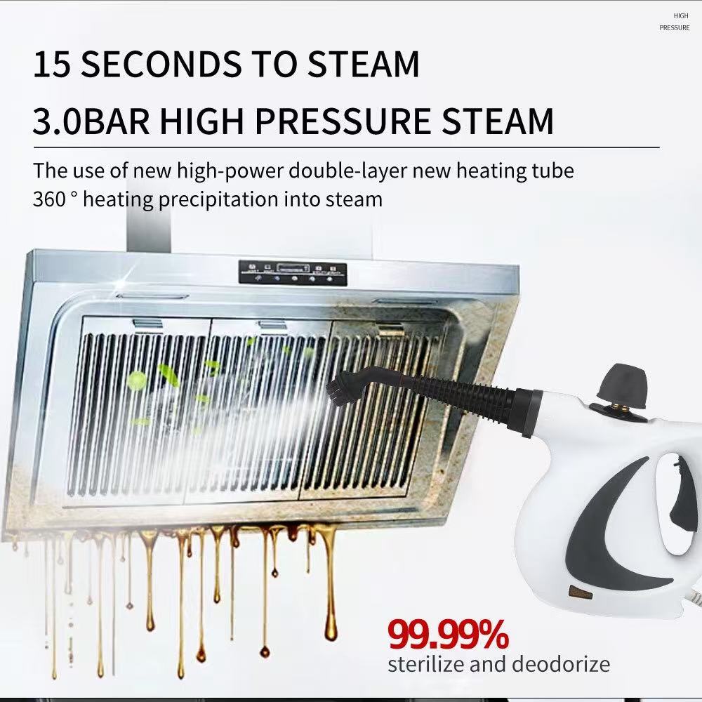 Pink Handheld Steam Cleaner 1050W High Pressure Chemical Free Cleaning Machine with 12 Piece Accessory Set for Kitchen Bathroom Car and Upholstery