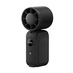 Black Portable Handheld Fan 350 Degree Rotation Foldable Neck Hanging Waist Fan with Magnetic Base LED Display 5 Speed Personal Fan