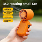 Pink Portable Handheld Fan 350 Degree Rotation Foldable Neck Hanging Waist Fan with Magnetic Base LED Display 5 Speed Personal Fan