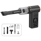 Black 4-in-1 Car Vacuum Cleaner and Tyre Inflator Portable Cordless Air Pump with LED Light and Digital Pressure Gauge