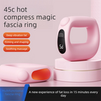 Black Portable Fascia Massage Ring Vibration Massager with Heat and LED Display for Muscle Relaxation and Body Shaping