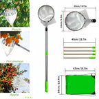 Green Telescopic Fruit Picker Tool with Stainless Steel Extension Pole Carbon Steel Head and Large Bag for Apples Peaches Oranges Australian Home Orchards(3.2m)