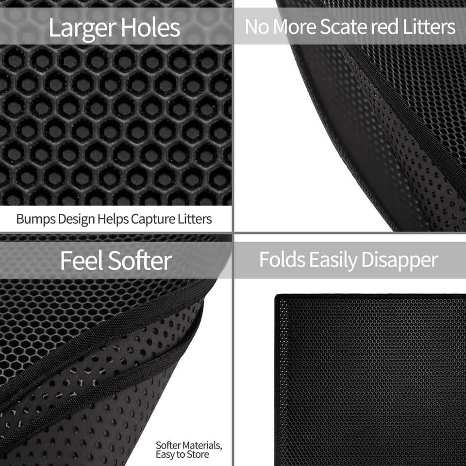 2-PCS Pink Double Layer Cat Litter Mat Honeycomb Design Waterproof EVA Trapping Mat for Litter Box Tracking Control 40x50cm Easy Clean Australian Pet Supplies