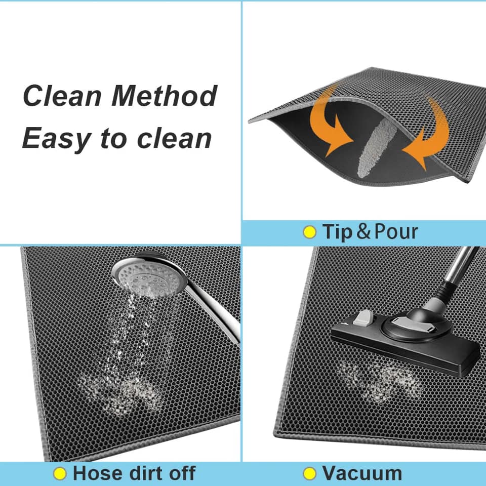 2-PCS Brown Double Layer Cat Litter Mat Honeycomb Design Waterproof EVA Trapping Mat for Litter Box Tracking Control 40x50cm Easy Clean Australian Pet Supplies