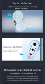 Smart Robot Window Cleaner - Automatic Glass Cleaning Washer with Remote Control - 2800Pa Suction & UPS Safety System - Includes 10 Microfibre Pads