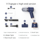 2-in-1 Cordless Handheld Car Vacuum Cleaner 120W High Power Suction and Blower Portable Mini Duster for Auto and Home Blue