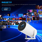 Smart Portable Projector HY300 Native 720P Support 4K 180 Degree Rotatable Home Cinema Dual WiFi 6 Bluetooth 5.0 Auto Keystone White