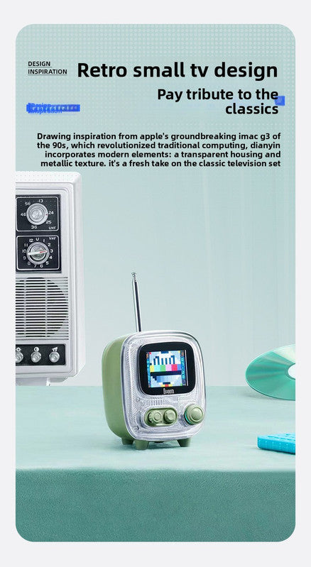 Green Retro Pixel Art Bluetooth Speaker Smart Desktop Audio with LED Display DIY Animation Alarm Clock and Mini Games