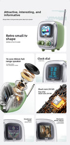 Green Retro Pixel Art Bluetooth Speaker Smart Desktop Audio with LED Display DIY Animation Alarm Clock and Mini Games