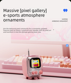 White Retro Pixel Art Bluetooth Speaker Smart Desktop Audio with LED Display DIY Animation Alarm Clock and Mini Games