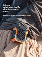 Portable Waist Clip Fan 6000mAh Rechargeable Personal Air Conditioner with Power Bank Function Heavy Duty Wearable Belt Fan for Tradies Camping and Outdoor Work Black