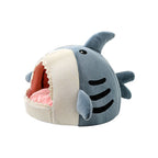 Novelty Shark Pet Cave Bed Enclosed Cozy Sleeping Nest for Cats and Small Dogs Soft Flannel Year Round Comfort Light Blue L Size